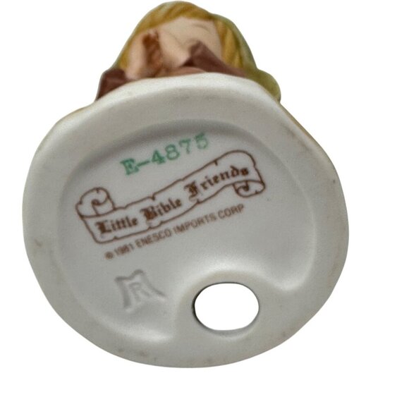 Enesco Little Bible Friends Girl Praying Figurine E-4875 1981 Lucas  Nativity - Picture 5 of 9